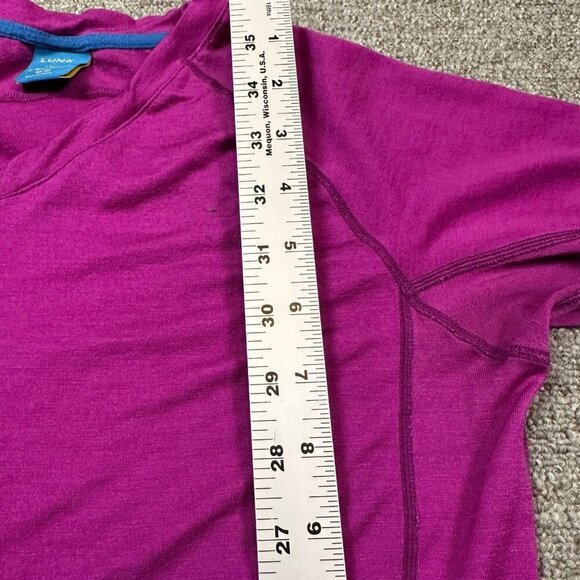 Luna 100% Merino Wool Skiing Ski Baselayer Top Fuchsia Pink Women's Size Medium - Picture 5 of 8